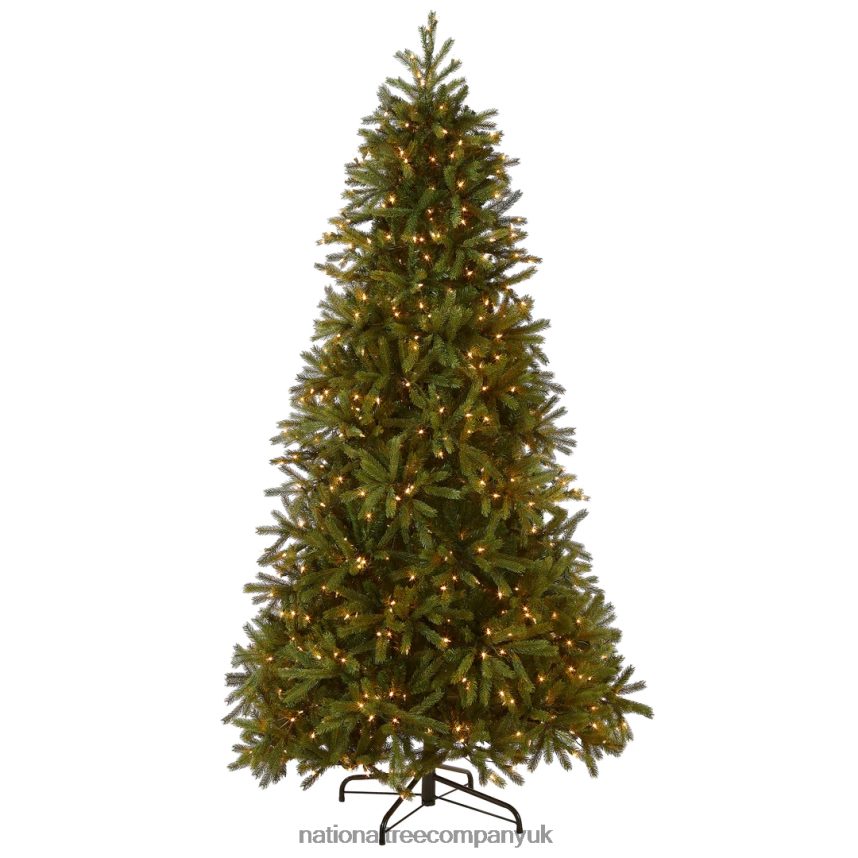 Trees | National Tree Company Pre-Lit Slim Artificial Christmas Tree Green Jersey Fraser Fir \Feel Real\ White Lights Includes Stand 75 Feet F2L4F3